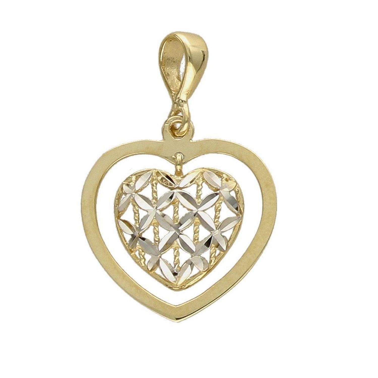 Złota zawieszka 'Dwa serca' z białym złotem ZA 3821.jpg